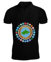 Türkiye,Turan,Göktürk,Azerbaycan,Kazakistan,Türkmenistan,Tacikistan,Özbekistan,Kyrgyzstan. Siyah Erkek Kısa Kol Polo Yaka - Tisho
