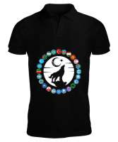 Türkiye,Turan,Göktürk,Azerbaycan,Kazakistan,Türkmenistan,Tacikistan,Özbekistan,Kyrgyzstan. Siyah Erkek Kısa Kol Polo Yaka - Tisho