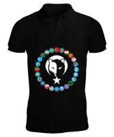 Türkiye,Turan,Göktürk,Azerbaycan,Kazakistan,Türkmenistan,Tacikistan,Özbekistan,Kyrgyzstan. Siyah Erkek Kısa Kol Polo Yaka - Tisho