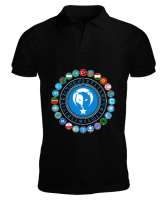 Türkiye,Turan,Göktürk,Azerbaycan,Kazakistan,Türkmenistan,Tacikistan,Özbekistan,Kyrgyzstan. Siyah Erkek Kısa Kol Polo Yaka - Tisho