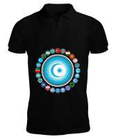 Türkiye,Turan,Göktürk,Azerbaycan,Kazakistan,Türkmenistan,Tacikistan,Özbekistan,Kyrgyzstan. Siyah Erkek Kısa Kol Polo Yaka - Tisho