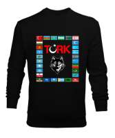 Türkiye,Turan,Göktürk,Azerbaycan,Kazakistan,Türkmenistan,Tacikistan,Özbekistan,Kyrgyzstan. Siyah Erkek Sweatshirt - Tisho