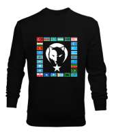 Türkiye,Turan,Göktürk,Azerbaycan,Kazakistan,Türkmenistan,Tacikistan,Özbekistan,Kyrgyzstan. Siyah Erkek Sweatshirt - Tisho