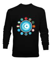 Türkiye,Turan,Göktürk,Azerbaycan,Kazakistan,Türkmenistan,Tacikistan,Özbekistan,Kyrgyzstan. Siyah Erkek Sweatshirt - Tisho