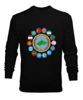 Türkiye,Turan,Göktürk,Azerbaycan,Kazakistan,Türkmenistan,Tacikistan,Özbekistan,Kyrgyzstan. Siyah Erkek Sweatshirt - Tisho