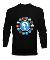 Türkiye,Turan,Göktürk,Azerbaycan,Kazakistan,Türkmenistan,Tacikistan,Özbekistan,Kyrgyzstan. Siyah Erkek Sweatshirt - Tisho