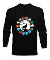 Türkiye,Turan,Göktürk,Azerbaycan,Kazakistan,Türkmenistan,Tacikistan,Özbekistan,Kyrgyzstan. Siyah Erkek Sweatshirt - Tisho