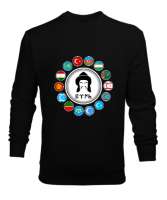 Türkiye,Turan,Göktürk,Azerbaycan,Kazakistan,Türkmenistan,Tacikistan,Özbekistan,Kyrgyzstan. Siyah Erkek Sweatshirt - Tisho