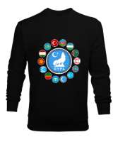 Türkiye,Turan,Göktürk,Azerbaycan,Kazakistan,Türkmenistan,Tacikistan,Özbekistan,Kyrgyzstan. Siyah Erkek Sweatshirt - Tisho