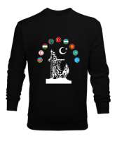 Türkiye,Turan,Göktürk,Azerbaycan,Kazakistan,Türkmenistan,Tacikistan,Özbekistan,Kyrgyzstan. Siyah Erkek Sweatshirt - Tisho