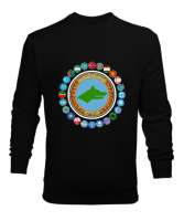 Türkiye,Turan,Göktürk,Azerbaycan,Kazakistan,Türkmenistan,Tacikistan,Özbekistan,Kyrgyzstan. Siyah Erkek Sweatshirt - Tisho