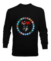 Türkiye,Turan,Göktürk,Azerbaycan,Kazakistan,Türkmenistan,Tacikistan,Özbekistan,Kyrgyzstan. Siyah Erkek Sweatshirt - Tisho
