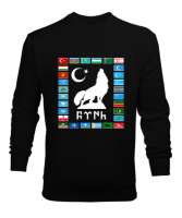 Türkiye,Turan,Göktürk,Azerbaycan,Kazakistan,Türkmenistan,Tacikistan,Özbekistan,Kyrgyzstan. Siyah Erkek Sweatshirt - Tisho