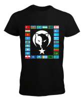 Türkiye,Turan,Göktürk,Azerbaycan,Kazakistan,Türkmenistan,Tacikistan,Özbekistan,Kyrgyzstan. Siyah Erkek Tişört - Tisho