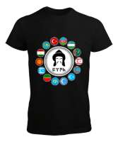 Türkiye,Turan,Göktürk,Azerbaycan,Kazakistan,Türkmenistan,Tacikistan,Özbekistan,Kyrgyzstan. Siyah Erkek Tişört - Tisho