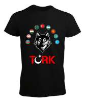 Türkiye,Turan,Göktürk,Azerbaycan,Kazakistan,Türkmenistan,Tacikistan,Özbekistan,Kyrgyzstan. Siyah Erkek Tişört - Tisho