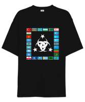 Türkiye,Turan,Göktürk,Azerbaycan,Kazakistan,Türkmenistan,Tacikistan,Özbekistan,Kyrgyzstan. Siyah Oversize Unisex Tişört - Tisho