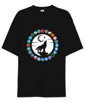 Türkiye,Turan,Göktürk,Azerbaycan,Kazakistan,Türkmenistan,Tacikistan,Özbekistan,Kyrgyzstan. Siyah Oversize Unisex Tişört - Tisho
