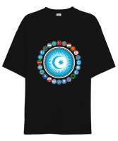 Türkiye,Turan,Göktürk,Azerbaycan,Kazakistan,Türkmenistan,Tacikistan,Özbekistan,Kyrgyzstan. Siyah Oversize Unisex Tişört - Tisho