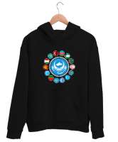 Türkiye,Turan,Göktürk,Azerbaycan,Kazakistan,Türkmenistan,Tacikistan,Özbekistan,Kyrgyzstan. Siyah Unisex Kapşonlu Sweatshirt - Tisho