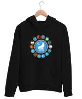 Türkiye,Turan,Göktürk,Azerbaycan,Kazakistan,Türkmenistan,Tacikistan,Özbekistan,Kyrgyzstan. Siyah Unisex Kapşonlu Sweatshirt - Tisho