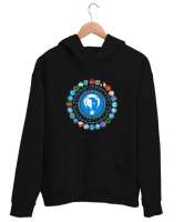 Türkiye,Turan,Göktürk,Azerbaycan,Kazakistan,Türkmenistan,Tacikistan,Özbekistan,Kyrgyzstan. Siyah Unisex Kapşonlu Sweatshirt - Tisho