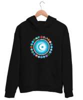 Türkiye,Turan,Göktürk,Azerbaycan,Kazakistan,Türkmenistan,Tacikistan,Özbekistan,Kyrgyzstan. Siyah Unisex Kapşonlu Sweatshirt - Tisho