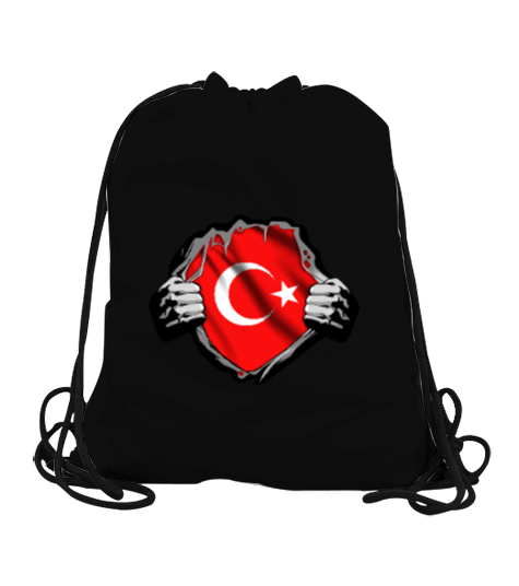 Tisho - Türkiye,Türkiye bayrağı. Büzgülü Spor Çanta