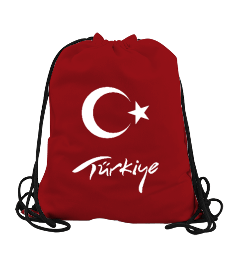 Tisho - Türkiye,Türkiye bayrağı. Büzgülü Spor Çanta