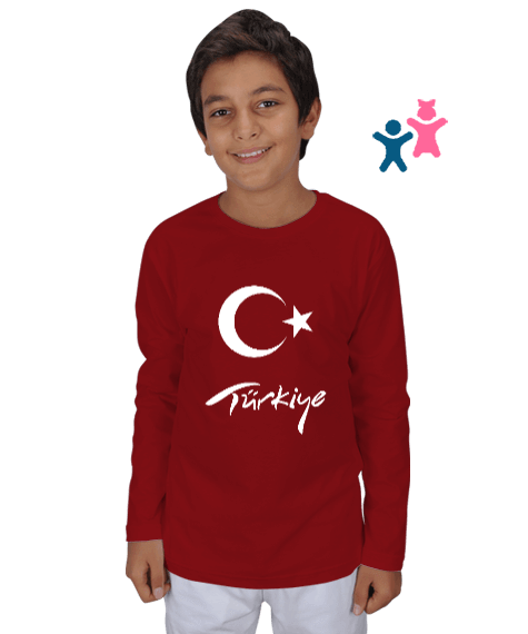 Tisho - Türkiye,Türkiye bayrağı. Çocuk Unisex Uzunkollu