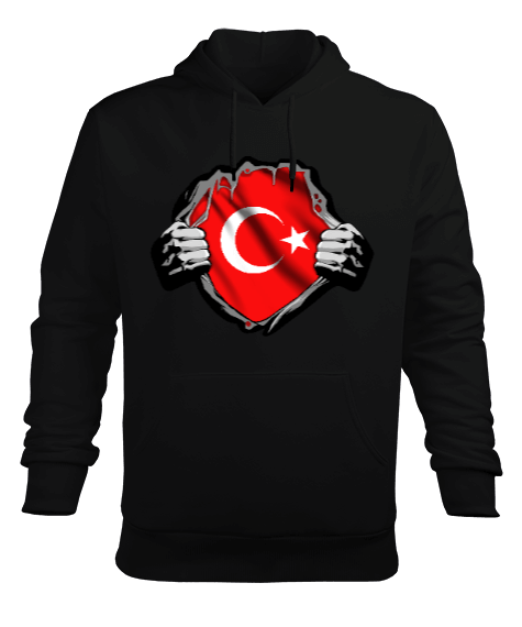 Türkiye,Türkiye bayrağı. Erkek Kapüşonlu Hoodie Sweatshirt