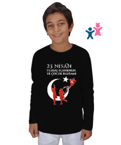 Türkiye,Türkiye bayrağı,23 Nisan Ulusal Egemenlik ve Çocuk Bayramı. Çocuk Unisex Uzunkollu - Tisho