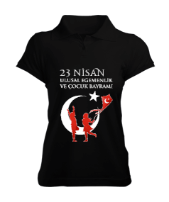 Türkiye,Türkiye bayrağı,23 Nisan Ulusal Egemenlik ve Çocuk Bayramı. Kadın Polo Yaka Tişört - Tisho