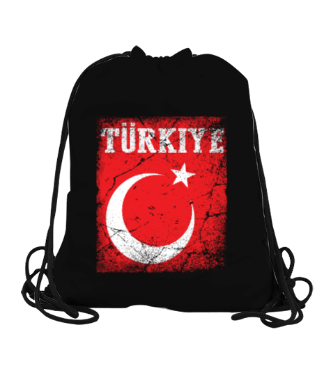 Tisho - Türkiye,Türkiye bayrağı,Hilal ve yıldız. Büzgülü Spor Çanta