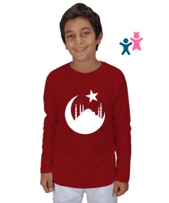 Türkiye,Türkiye bayrağı,Hilal ve yıldız. Çocuk Unisex Uzunkollu - Tisho