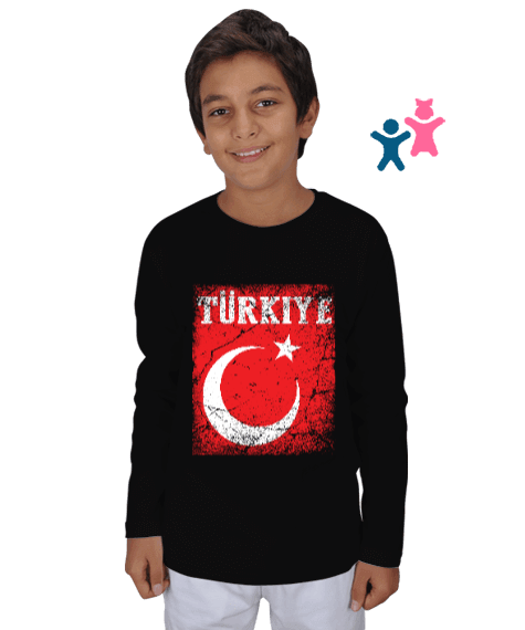 Tisho - Türkiye,Türkiye bayrağı,Hilal ve yıldız. Çocuk Unisex Uzunkollu
