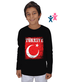 Türkiye,Türkiye bayrağı,Hilal ve yıldız. Çocuk Unisex Uzunkollu - Tisho