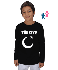 Türkiye,Türkiye bayrağı,Hilal ve yıldız. Çocuk Unisex Uzunkollu - Tisho