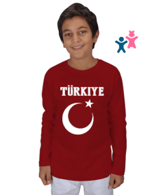 Türkiye,Türkiye bayrağı,Hilal ve yıldız. Çocuk Unisex Uzunkollu - Tisho