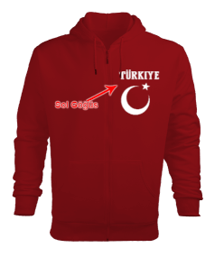 Türkiye,Türkiye bayrağı,Hilal ve yıldız. Erkek Kapşonlu Fermuarlı - Tisho