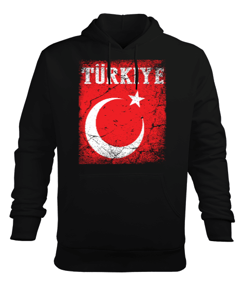 Türkiye,Türkiye bayrağı,Hilal ve yıldız. Erkek Kapüşonlu Hoodie Sweatshirt - Tisho