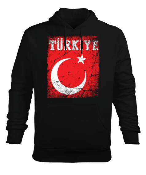 Tisho - Türkiye,Türkiye bayrağı,Hilal ve yıldız. Erkek Kapüşonlu Hoodie Sweatshirt