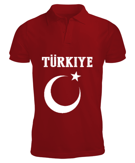 Tisho - Türkiye,Türkiye bayrağı,Hilal ve yıldız. Erkek Kısa Kol Polo Yaka