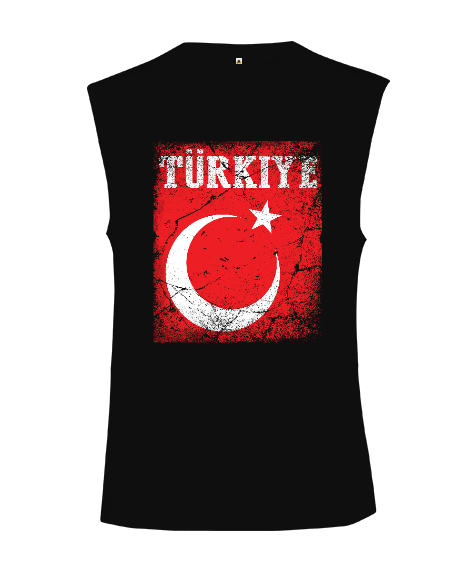 Tisho - Türkiye,Türkiye bayrağı,Hilal ve yıldız. Kesik Kol Unisex Tişört