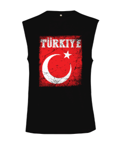Türkiye,Türkiye bayrağı,Hilal ve yıldız. Kesik Kol Unisex Tişört - Tisho
