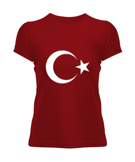 Tisho - Türkiye,Türkiye bayrağı,Hilal ve yıldız. Kırmızı Kadın Tişört
