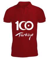 Türkiye,Türkiye bayrağı,milli mücadelenin 100. yılı. Kırmızı Erkek Kısa Kol Polo Yaka - Tisho