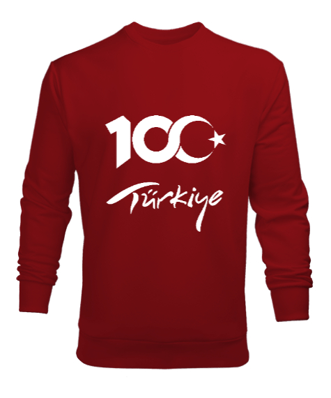 Tisho - Türkiye,Türkiye bayrağı,milli mücadelenin 100. yılı. Kırmızı Erkek Sweatshirt
