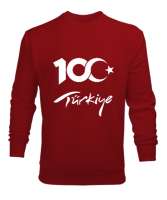 Türkiye,Türkiye bayrağı,milli mücadelenin 100. yılı. Kırmızı Erkek Sweatshirt - Tisho