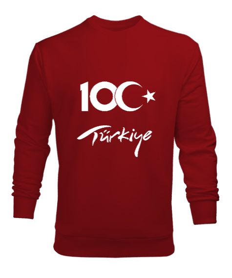 Tisho - Türkiye,Türkiye bayrağı,milli mücadelenin 100. yılı. Kırmızı Erkek Sweatshirt